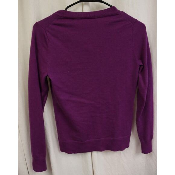 Banana Republic Extra Fine Merino Wool Botton Purple Button Up Sweater XS (25) - Picture 4 of 6
